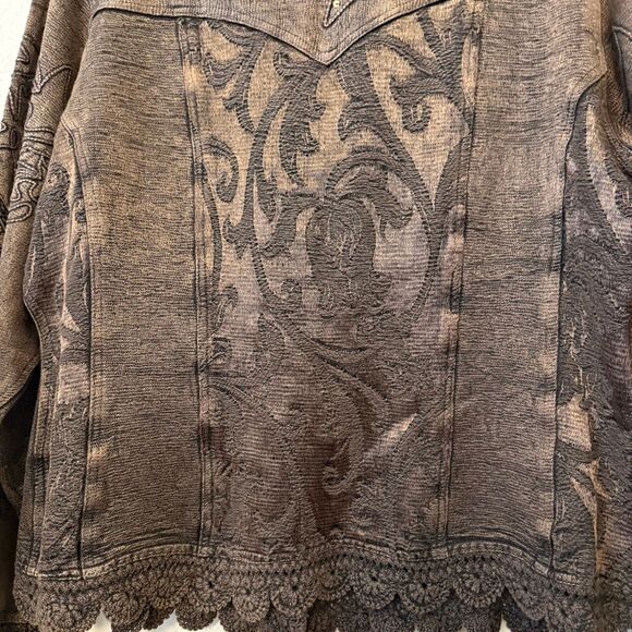 Flashback Jacket Copper Embroidered Sequined Crochet Trim Size XL Western, Goth - Picture 8 of 16
